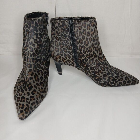 Preston & York Dolores Leather Animal Print Ankle Boots SZ 10 Y2K Pointed Toe - Picture 1 of 10